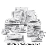 30/60-Piece Marble Porcelain Dinnerware Set